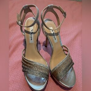 Nina Silver Strappy Heels